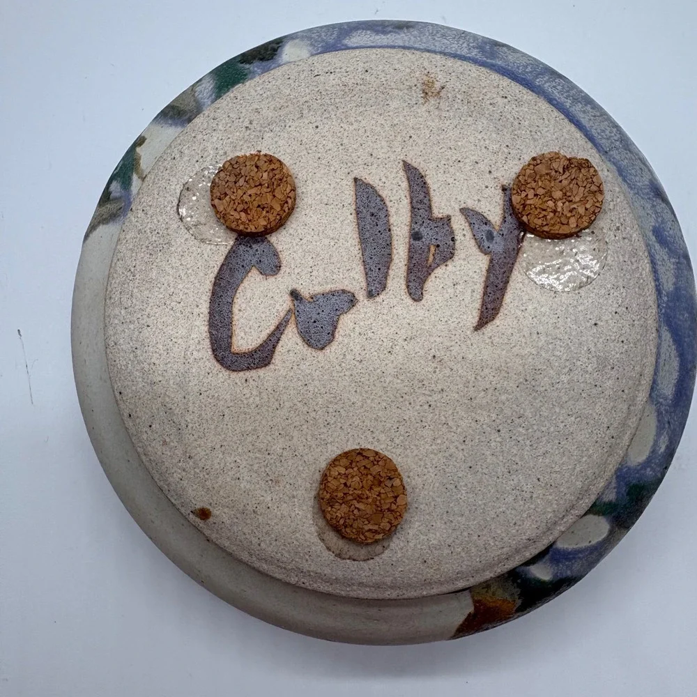Colby Art Pottery Signed Frog Flower Vase Earth Tone Glaze